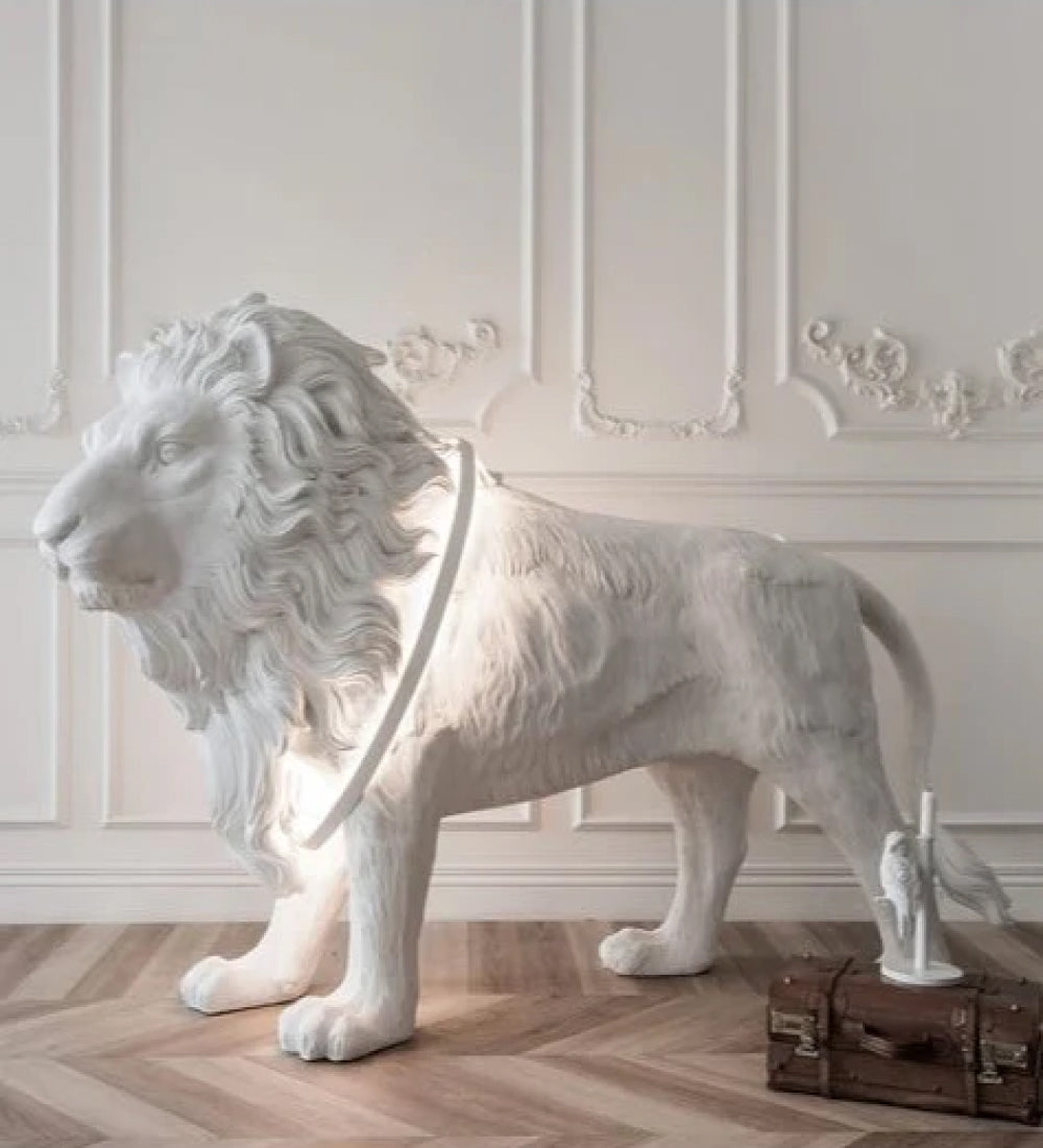 Lion-Shaped Floor Lamp Sculpture