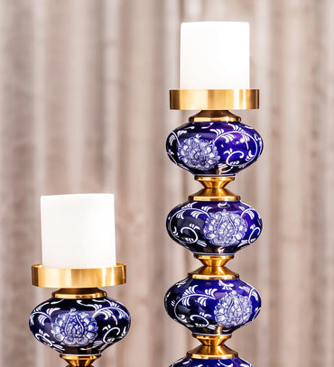 Blue Ceramic Candle Holders