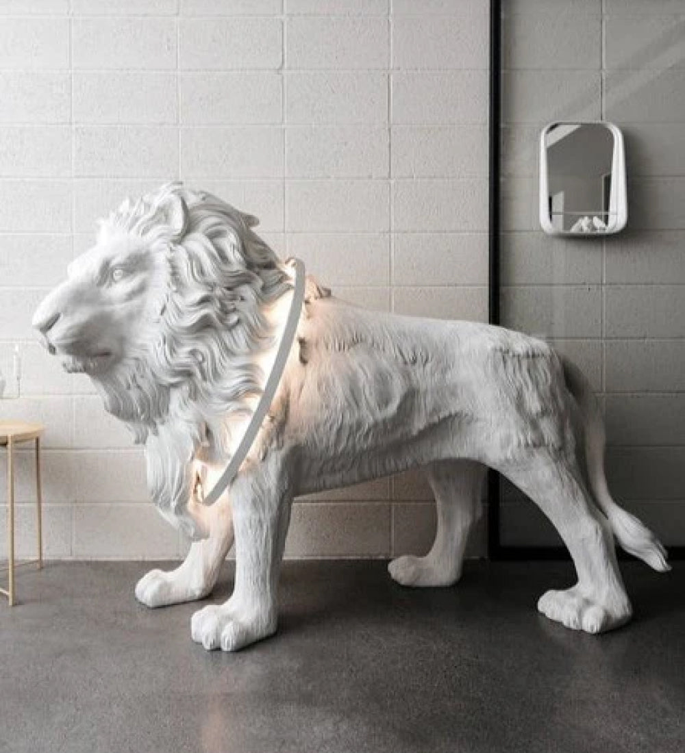Lion-Shaped Floor Lamp Sculpture