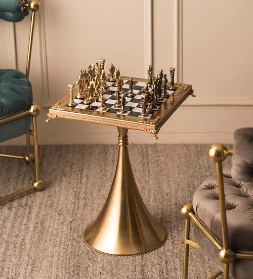 Luxury Brass Chess Table