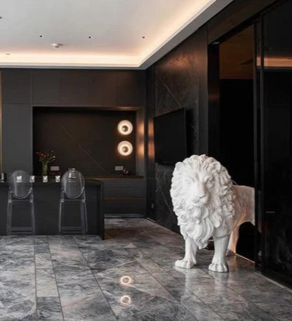 Lion-Shaped Floor Lamp Sculpture