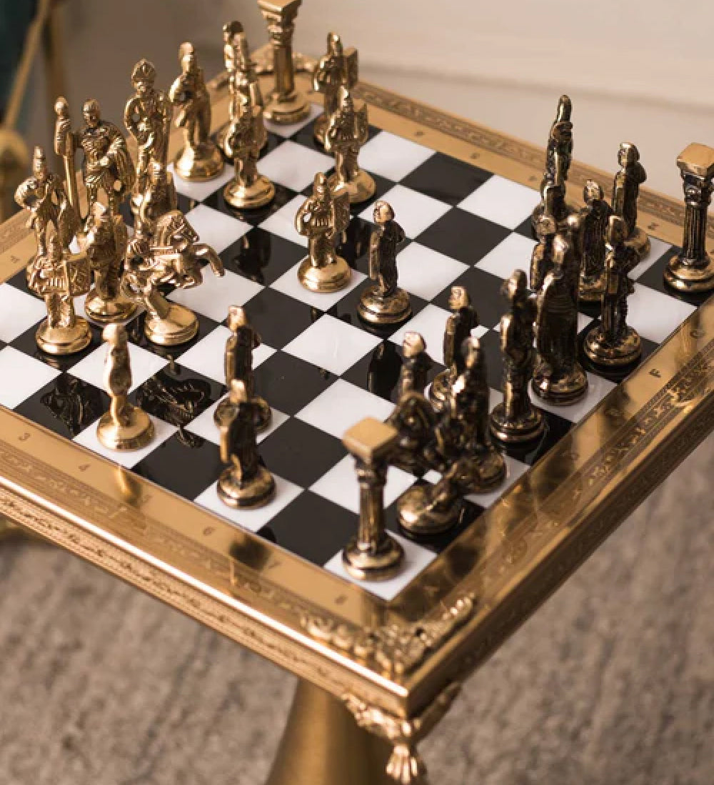 Luxury Brass Chess Table
