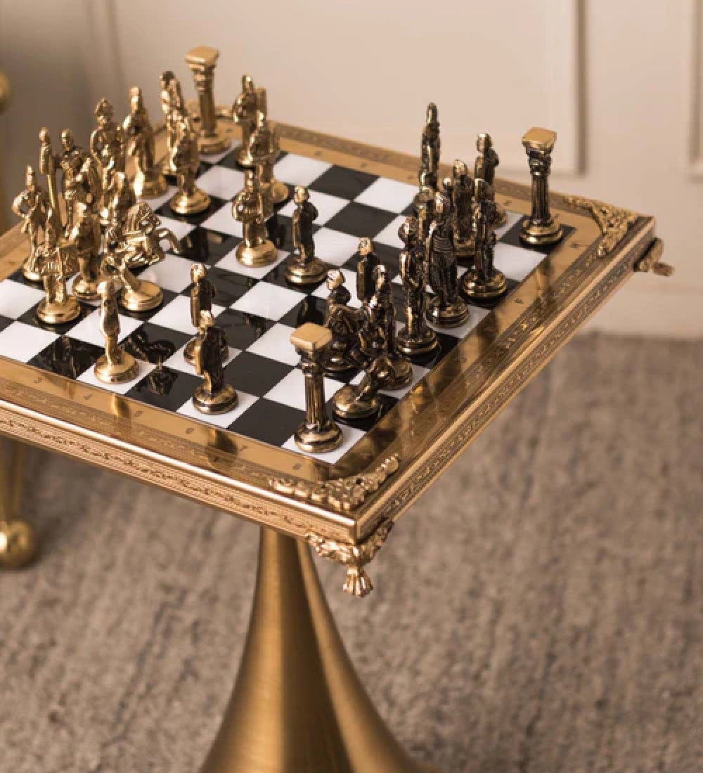 Luxury Brass Chess Table