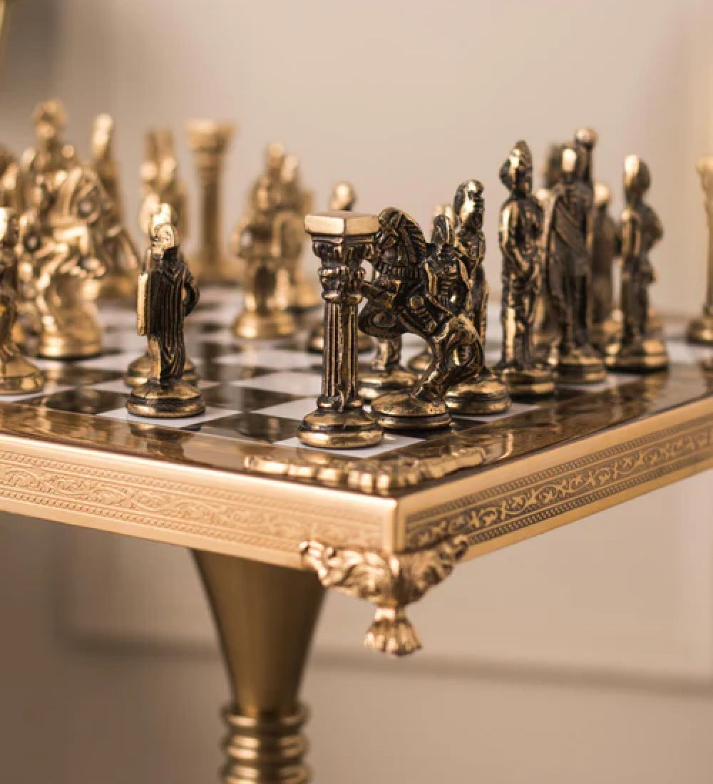 Luxury Brass Chess Table