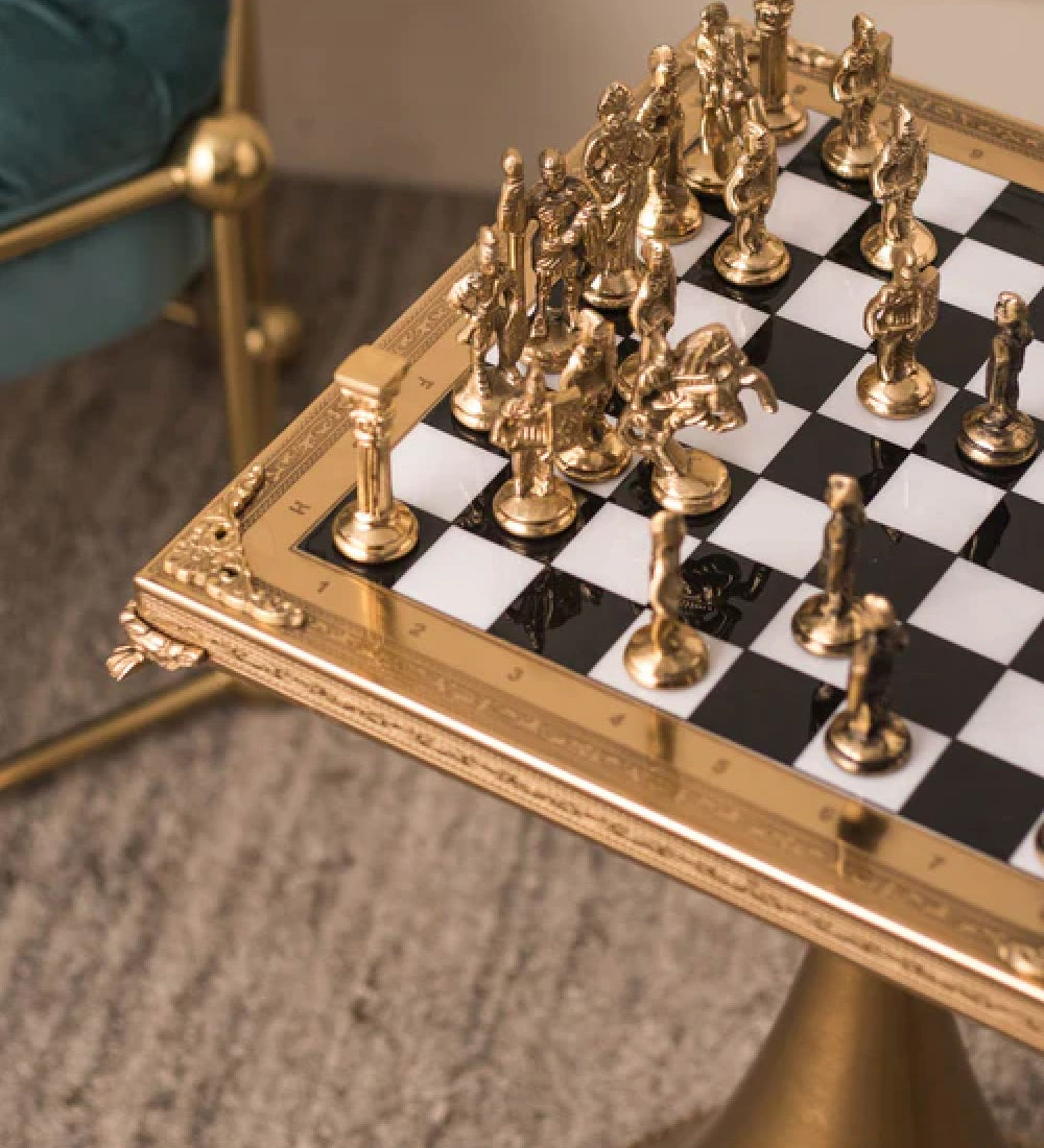 Luxury Brass Chess Table