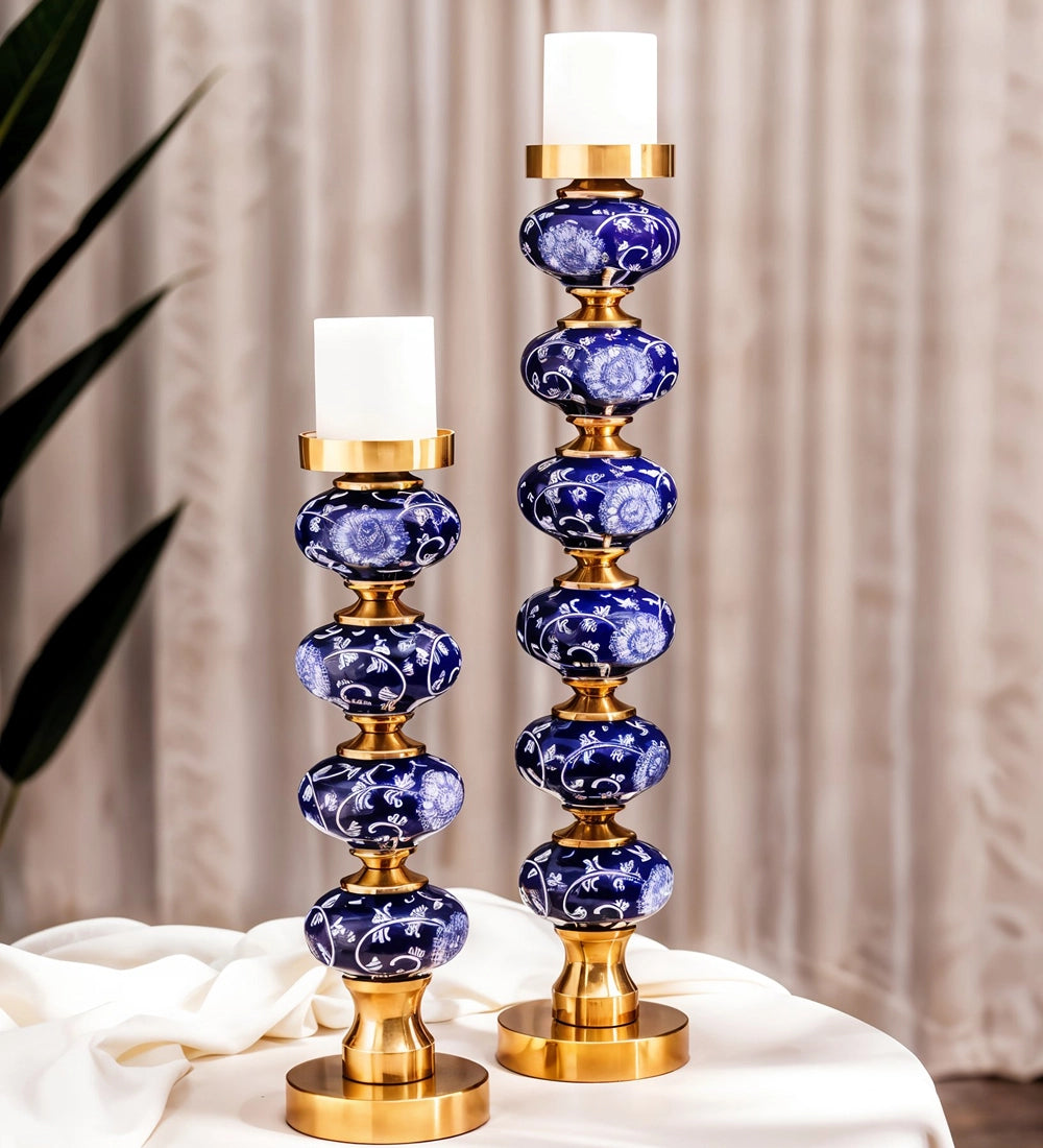 Blue Ceramic Candle Holders