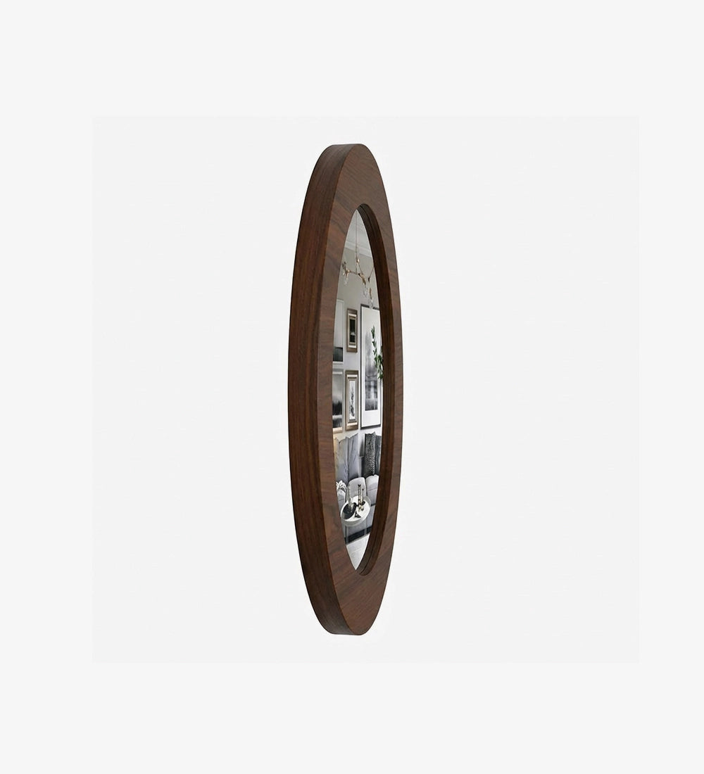 Round Wooden Wall Mirror