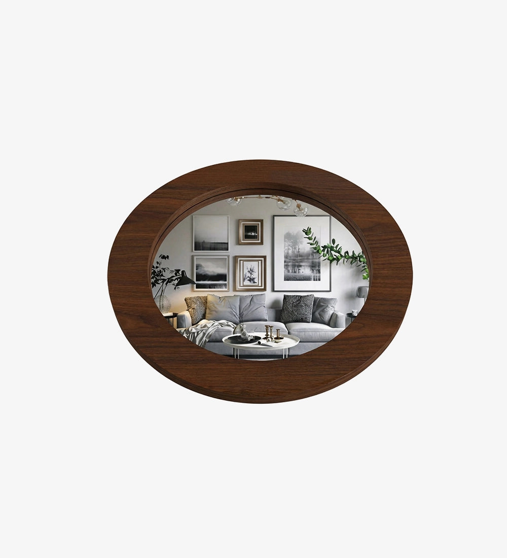 Round Wooden Wall Mirror