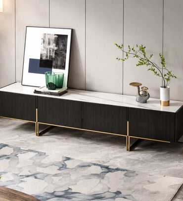 Elegant Slatted Wood Sideboard