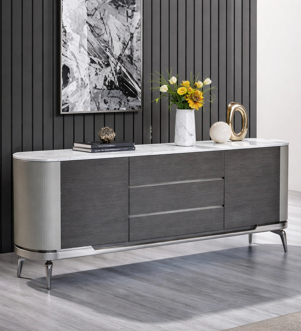 Modern Marble Top Sideboard