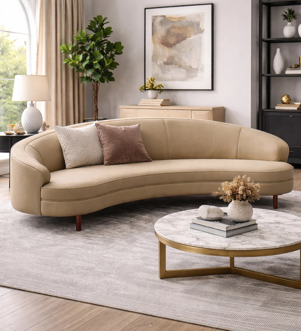 Elegant Curved Fabric Sofa